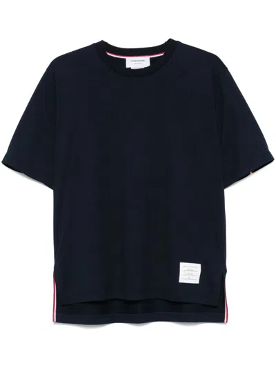 Thom Browne Navy Blue Medium Weight Cotton Jersey T-shirt In Multi