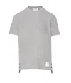 Thom Browne Grey Crewneck T-shirt With Logo Patch On The Front And Striped Detail On The Rear In Cotton Man In Grey