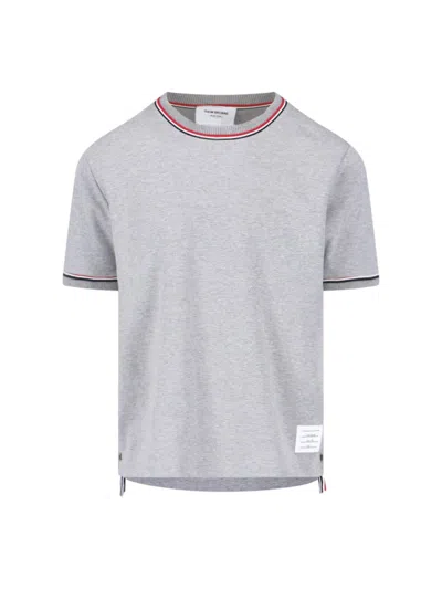 Thom Browne Logo Patch Crewneck T-shirt In Gray