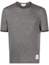 Thom Browne Ringer Stretch Wool T-shirt In Medgrey