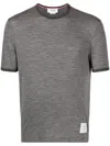 Thom Browne Ringer Stretch Wool T-shirt In Medgrey