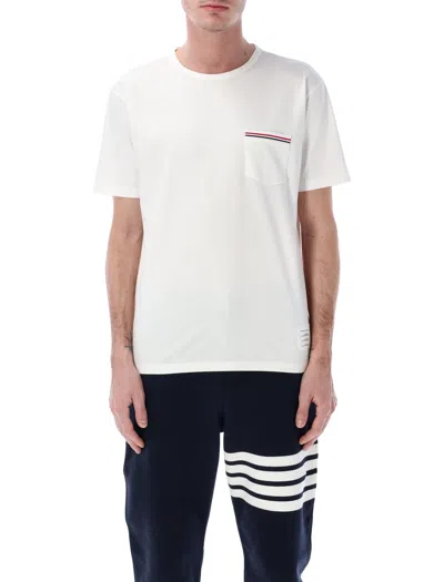 Thom Browne Ss Rwb Pocket Tee In Medium Weight Jerse In White