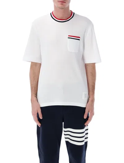 Thom Browne Pointelle-knit Cotton T-shirt In White