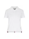 Thom Browne White Short Sleeve And Front Buttoning Polo In White