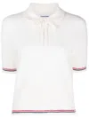 Thom Browne Soft Merino Wool Polo Shirt With Rwb Stripe In White