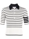 Thom Browne 4-bar Stripe Knitted Polo Shirt In White