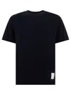 Thom Browne Wool Crew Neck T-shirt With Stripe Detail In Blue