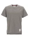 Thom Browne Light Grey Stripe-detail Cotton T-shirt In Grey