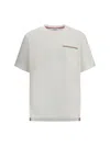 Thom Browne Oversized Short Sleeve Tee With Embroidered Rwb Pocket Trim In Heavy Jersey Clothing In White