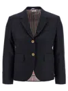 Thom Browne Wool Blazer With Golden Effect 2-buttons In Black