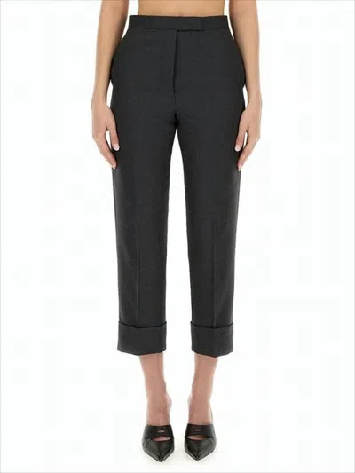 Thom Browne Tailored Cropped Suit Pants With Cuffed Hem And Refined Details In Black