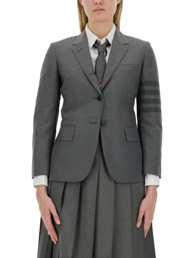 THOM BROWNE TAILORED GREY JACKET WITH NOTCHED LAPELS