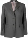 Thom Browne Tailored Grey Wool-blend Suit Jacket With Signature Stripes In Gray