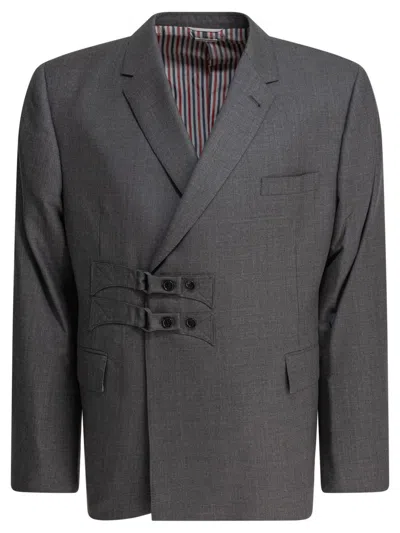 Thom Browne Tailored Grey Wool Jacket In Gray