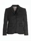 Thom Browne Tailored Grey Wool Jacket With Notched Lapels And Elegant Lining In Black
