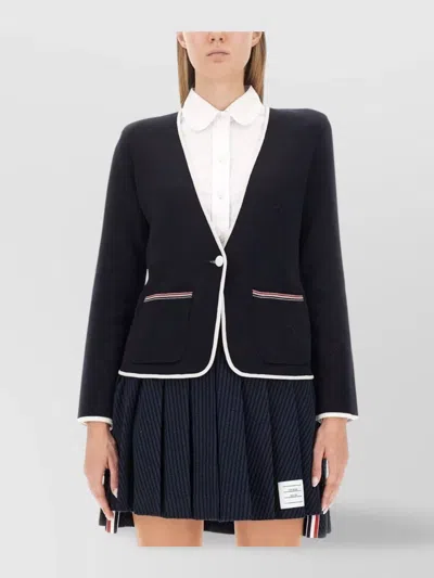 THOM BROWNE TAILORED JACKET WITH FRONT POCKETS