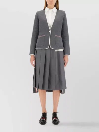 THOM BROWNE TAILORED JACKET WITH STYLISH CONTRAST TRIM