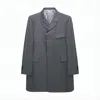 Thom Browne Tailored Wool Coat With Structured Silhouette And Flap Pockets In Gray