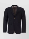 THOM BROWNE TAILORED WOOL JACKET WITH BACK SLITS AND NOTCHED LAPELS