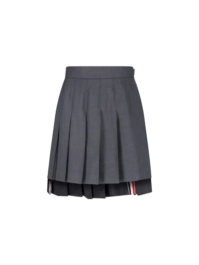 Thom Browne Tailored Wool Mini Skirt With Cupro Lining In Gray