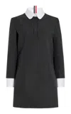 Thom Browne Tailored Wool Suiting Mini Shirt Dress In Grey