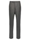 Thom Browne Backstrap Cropped Tailored Trousers In Gray