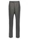 Thom Browne Backstrap Cropped Tailored Trousers In Gray