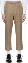 Thom Browne Tan Backstrap Gunclub Check Cheviot Tweed Trousers In Brown
