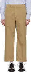 Thom Browne Tan Cotton Twill Utility Trousers In Brown