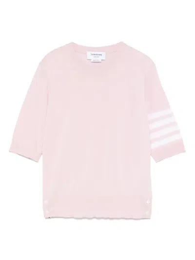 Thom Browne Crew Neck Striped Sleeve Tank Top In Pink