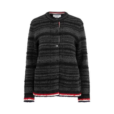 Pre-owned Thom Browne Tartan Check Inlay Cardigan 'black' | Women's Size 38