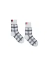 Thom Browne Tartan-check Mid-calf Socks In Gray