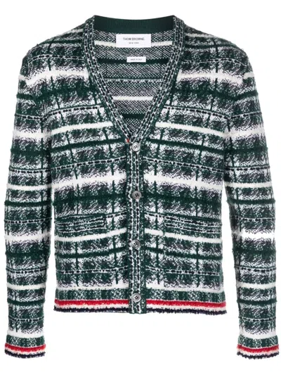 Thom Browne Tartan-check-pattern Cardigan In Green