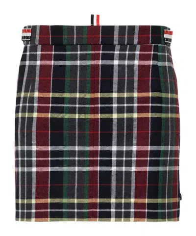 THOM BROWNE THOM BROWNE RWB STRIPE DETAILED CHECKED MINI SKIRT