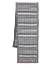 Thom Browne Tartan-check Wool Scarf In Grey