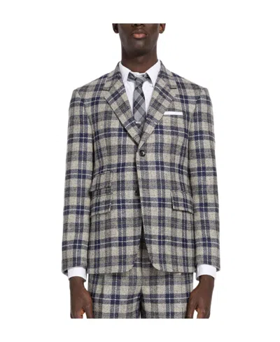 Thom Browne Tartan-check Wool Sports Coat In Gray