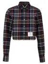 Thom Browne Plaid Crop Cotton Flannel Button-up Shirt