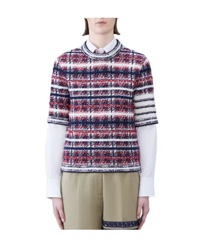 Thom Browne Tartan Jacquard Knitted Top In Multicolor