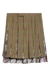 Thom Browne Tartan Pleated Wool Backstrap Skirt In Green