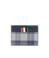 Thom Browne Check-printed Cardholder In Gray