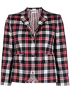 Thom Browne Plaid Tailored Jacket With Structured Silhouette In Red