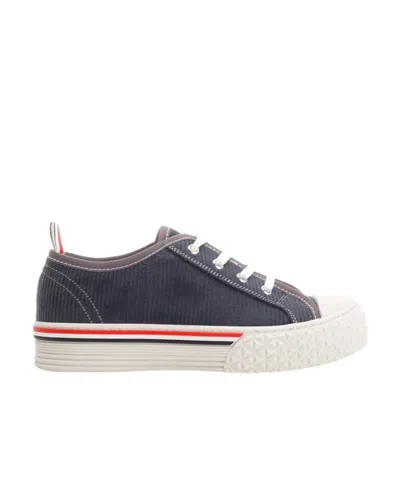 Thom Browne Tartan Tread Collegiate Sneakers In Black