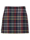 Thom Browne Tartan Checked Wool Miniskirt With Half Zip In Multi