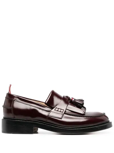 Thom Browne Tassel-trim Patent Loafers In Red