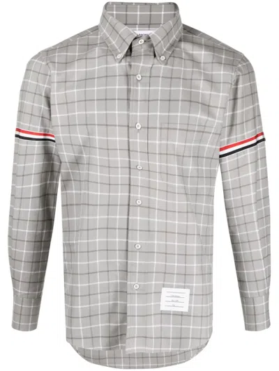 Thom Browne Tattersall-checked Cotton Shirt In Grey