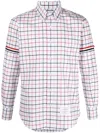 Thom Browne Iii Checked Pattern Shirt With Chest Pocket In White