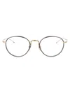 Thom Browne Brille Mit Rundem Gestell In 02 White Gold - Navy W/ Clear