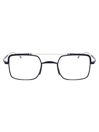 Thom Browne Tb-909 Glasses In Matte Navy - Silver