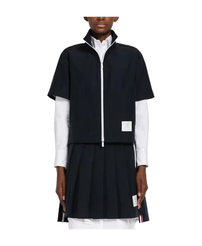 Thom Browne Tear-resistant 2-in-1 Zippered Casual Jacket In Navy Blue
