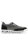 Thom Browne Flannel Sneakers With Iconic Tricolor Detail In Black